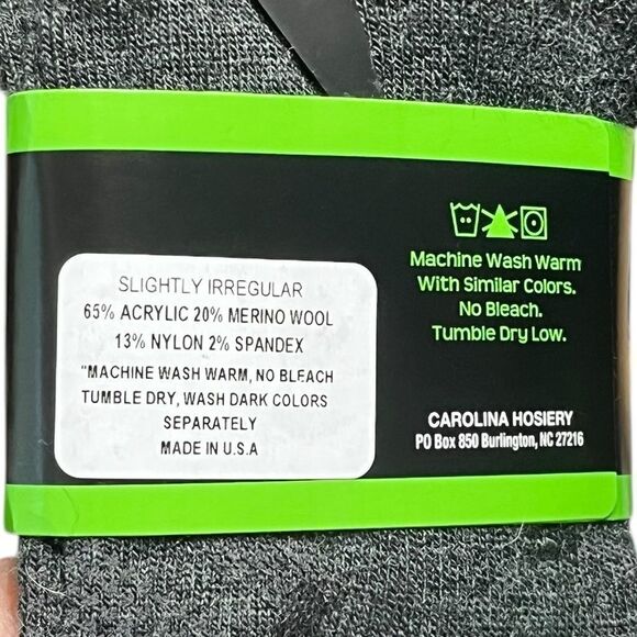 Merino Wool Blend Men’s Socks, 2 Packs, Black, Sizes 9-13, NWT - Picture 4 of 4